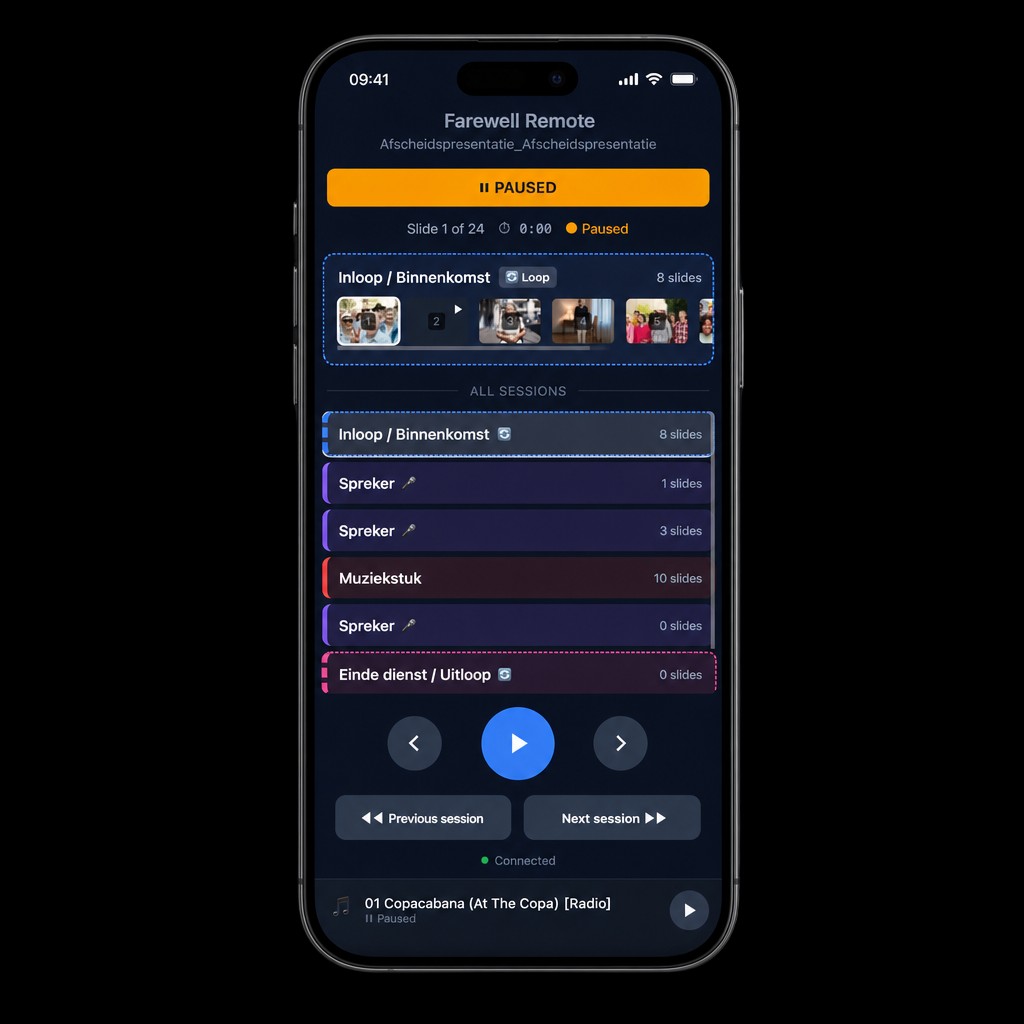 Farewell Remote op telefoon